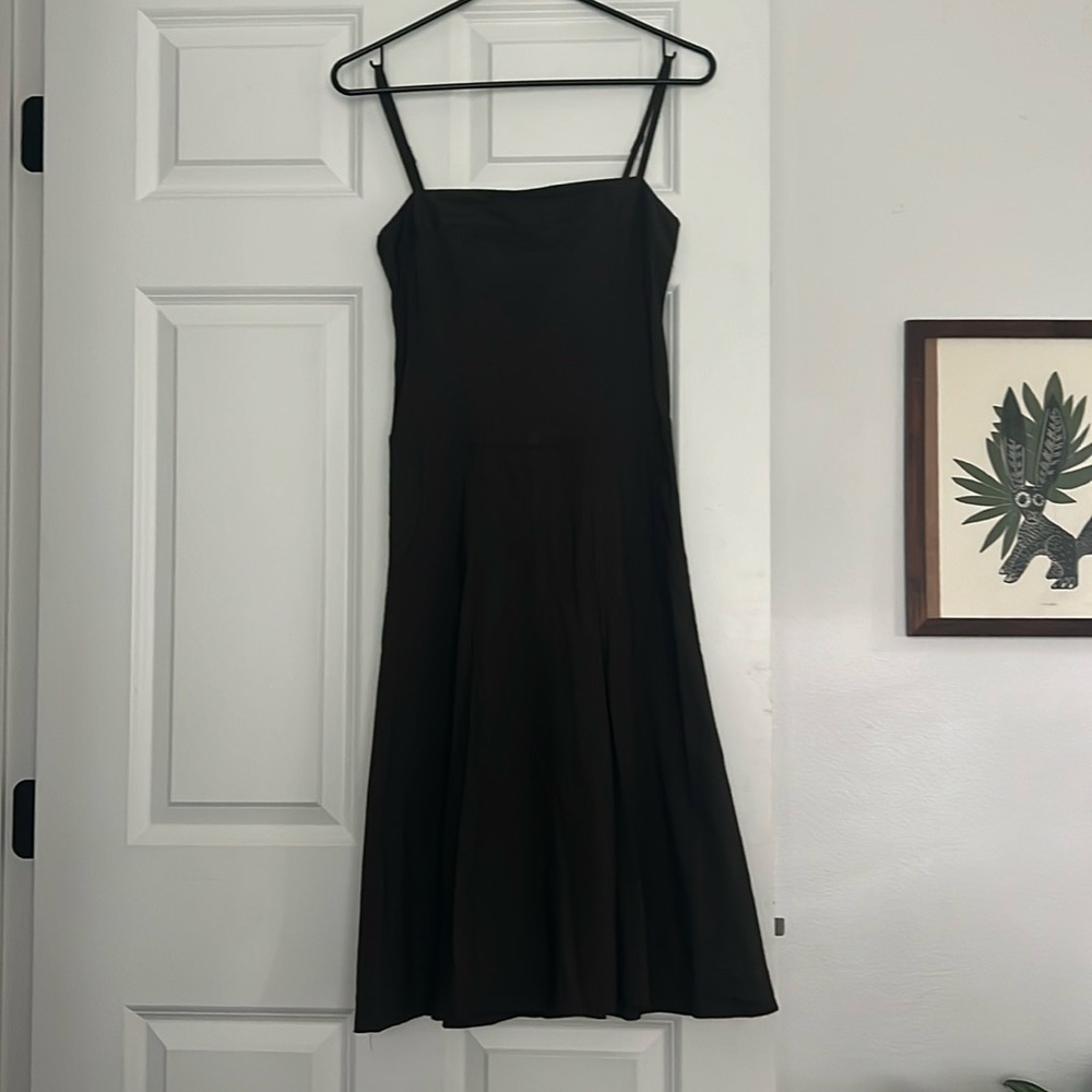 Theory flowy, summertime, strappy, linen blend brown dress